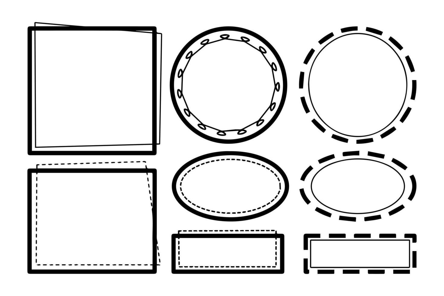 définir le cadre et le cercle doodle pour référence de conception. vecteur