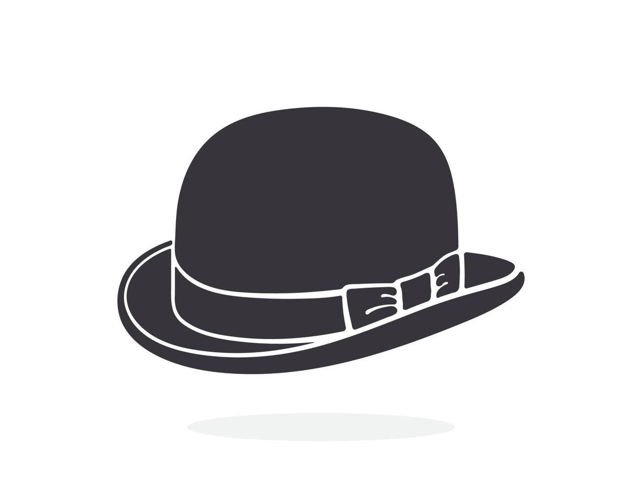 icône silhouette de chapeau melon rétro vecteur