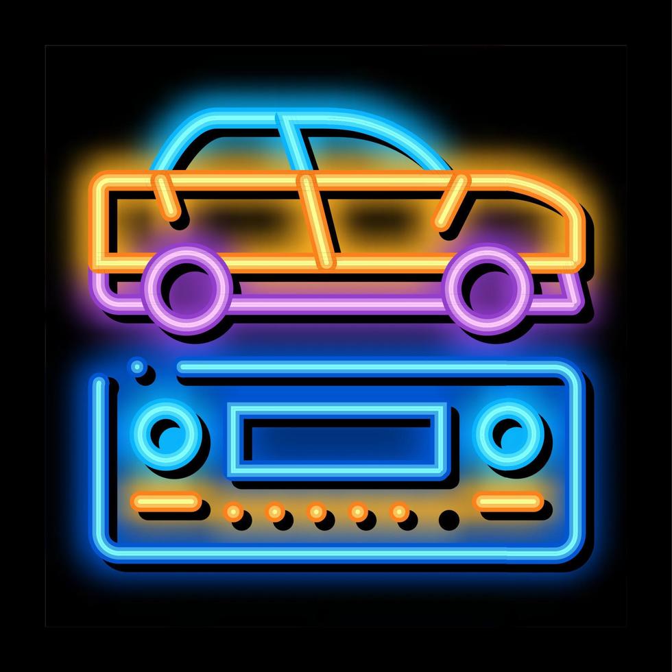 illustration d'icône de lueur de néon d'autoradio vecteur