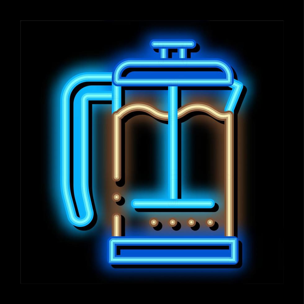 illustration d'icône de lueur de néon de pot de verre de café vecteur
