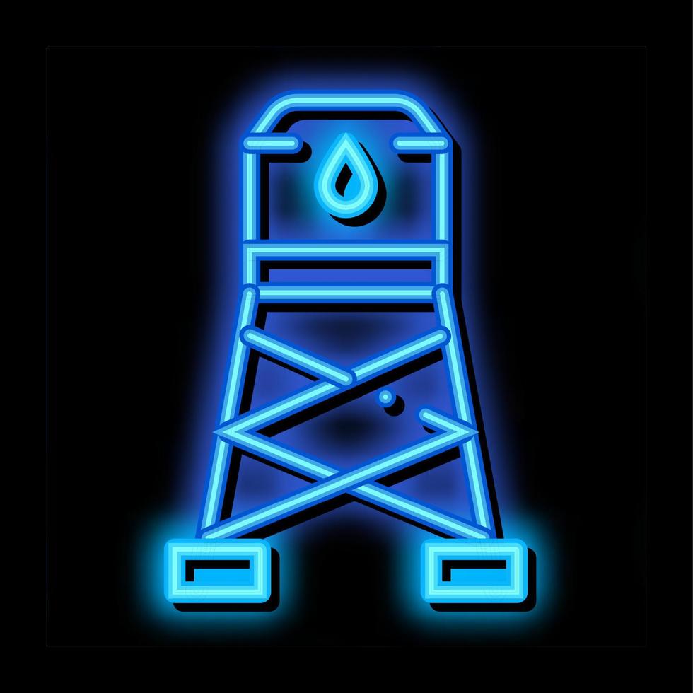 réservoir de traitement de l'eau néon lueur icône illustration vecteur
