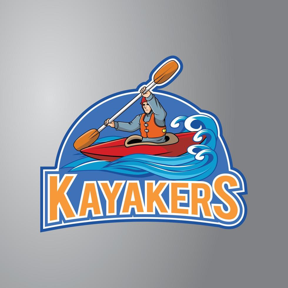 insigne de conception d'illustration de kayakiste vecteur
