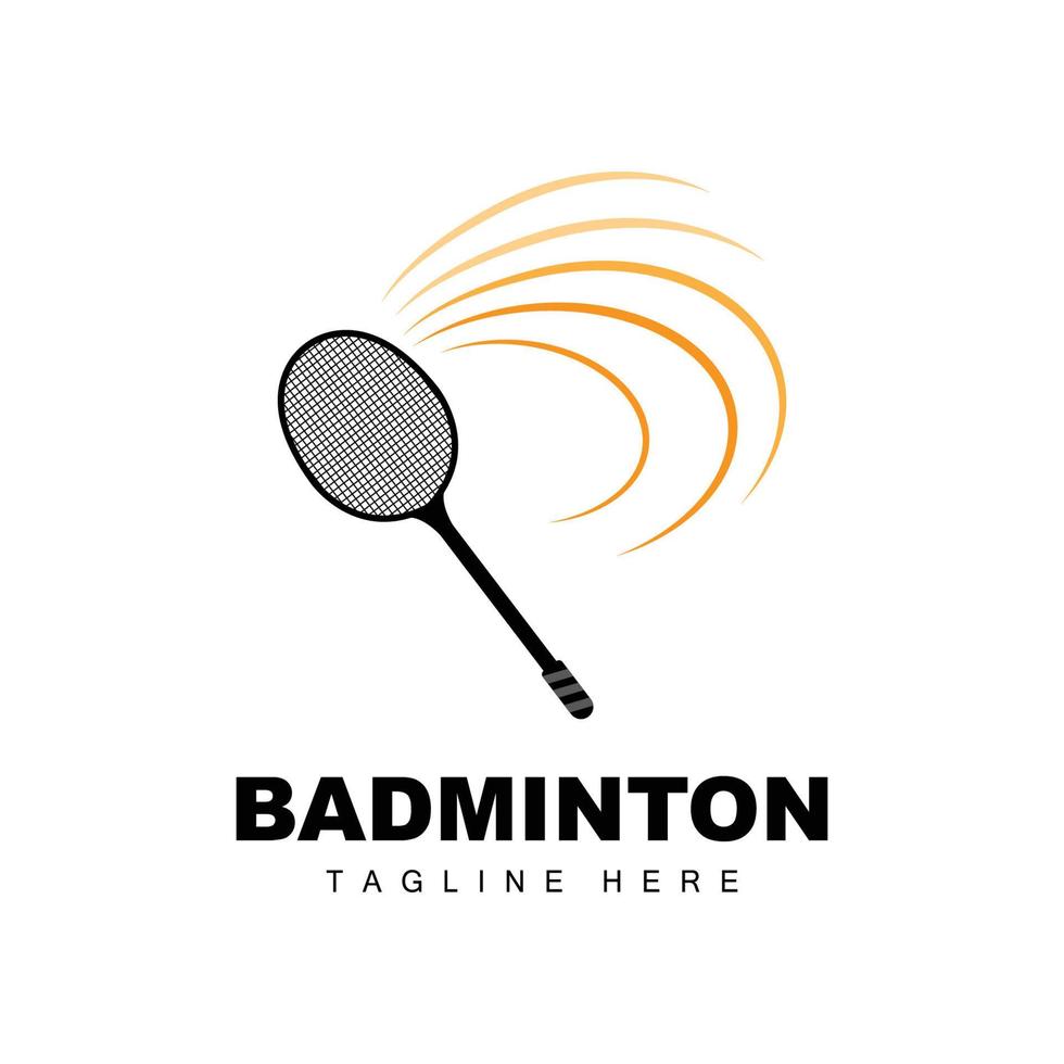 logo de badminton, vecteur de jeu de sport avec raquette de volant, conception de branche de sport, icône de modèle