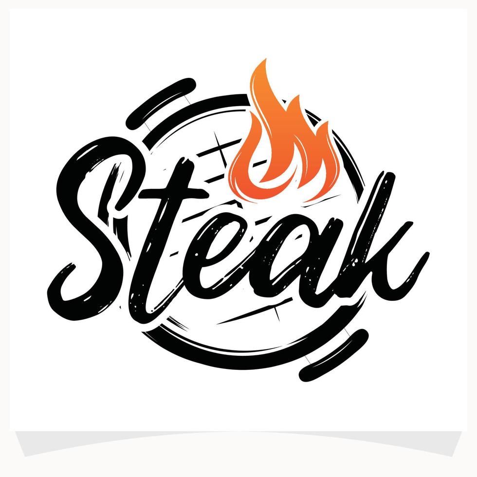 modèle de conception de logo de maison de steak de barbecue chaud vecteur