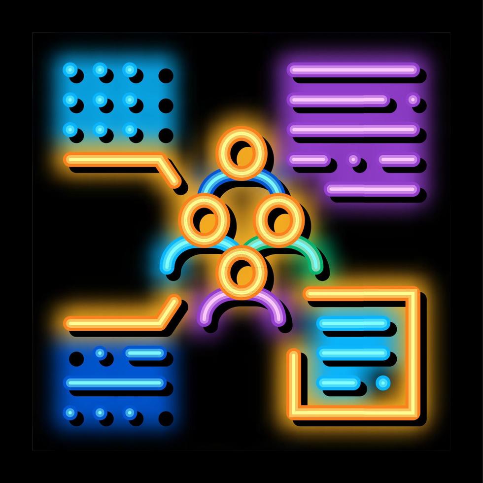fonctions de la personne du groupe illustration de l'icône de lueur au néon vecteur