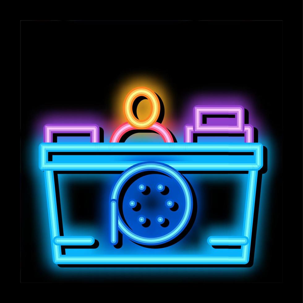 enregistreur vendeur néon lueur icône illustration vecteur