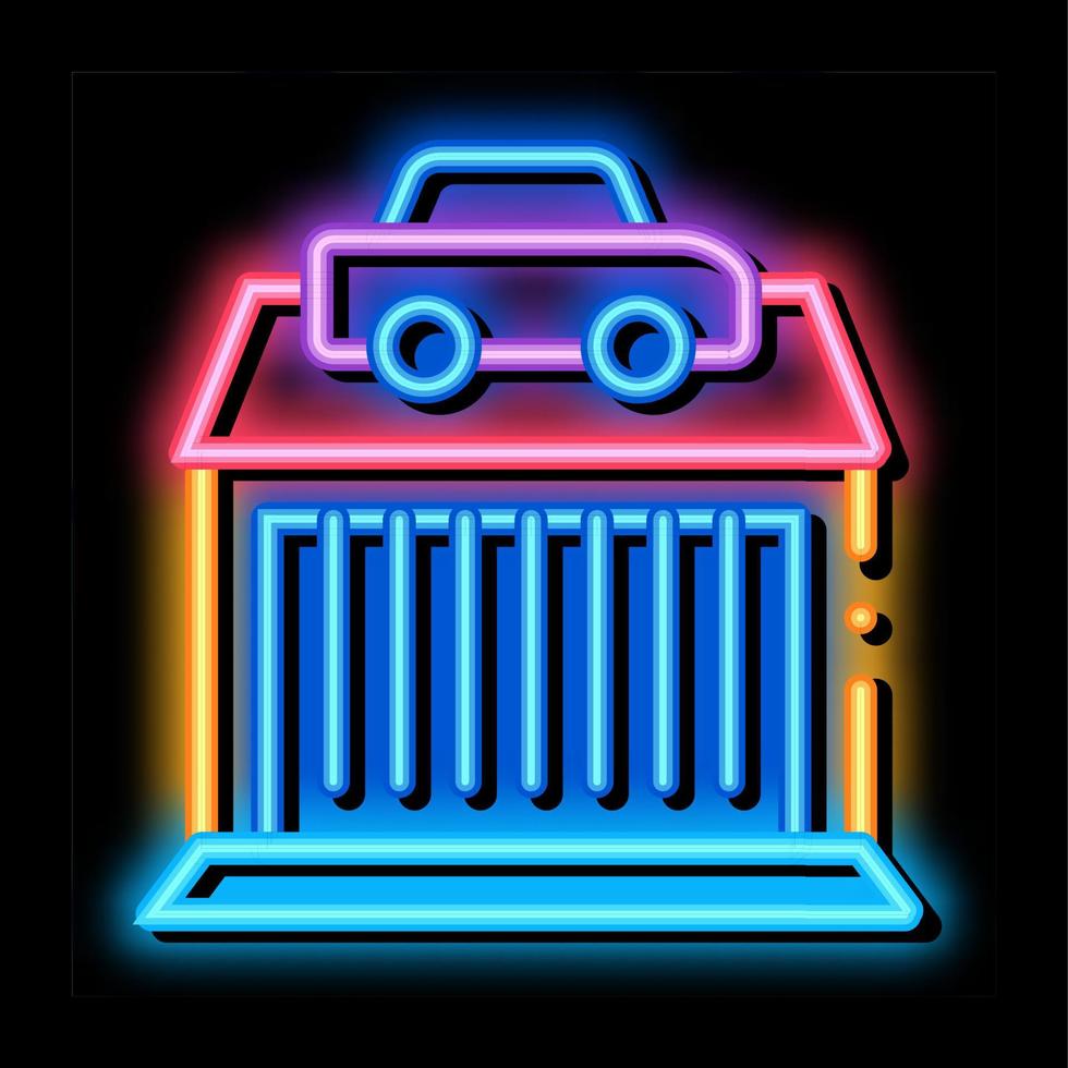 illustration de l'icône de lueur au néon de la station d'essence vecteur