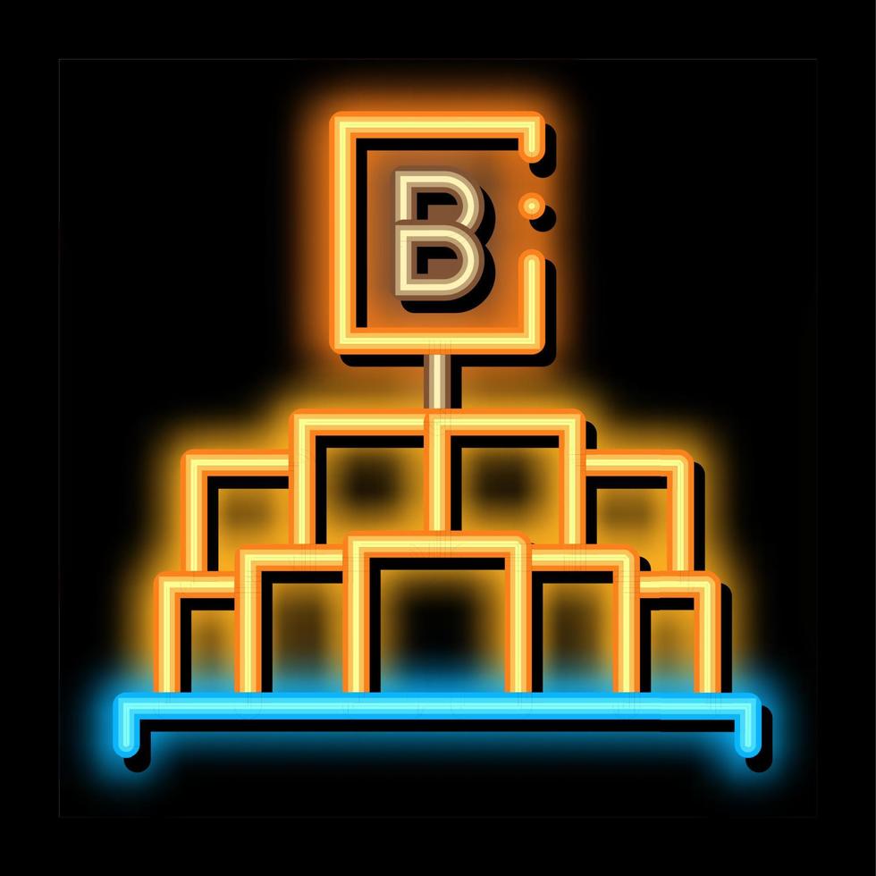 morceaux de beurre tenant la lettre b signe néon lueur icône illustration vecteur