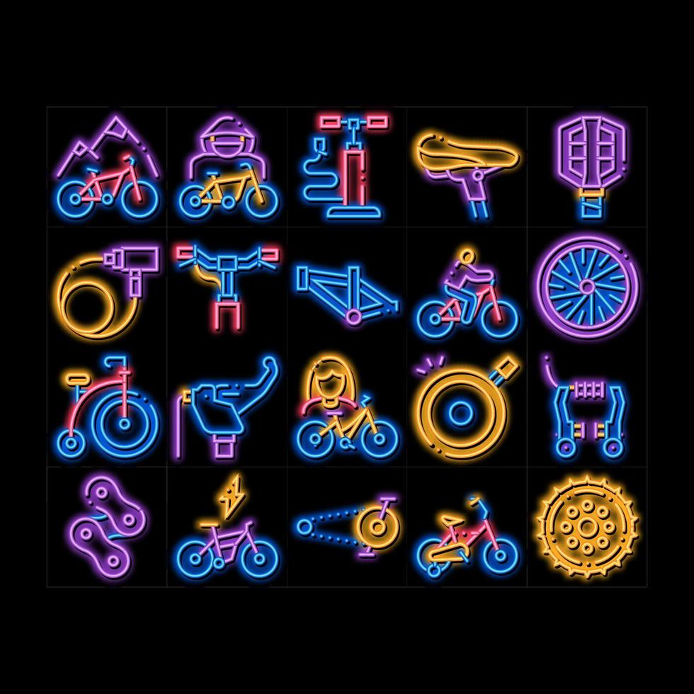 vélo vélo détails néon lueur icône illustration vecteur