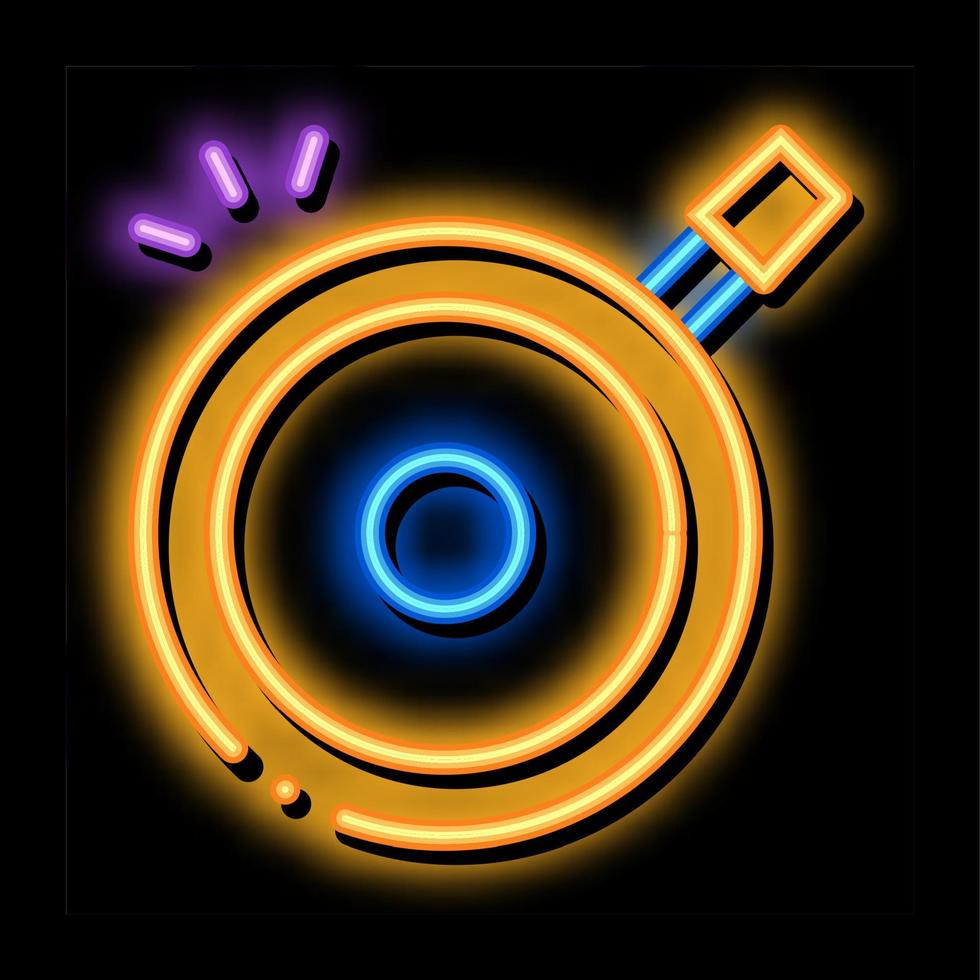 illustration d'icône de lueur de néon de pneu de vélo vecteur