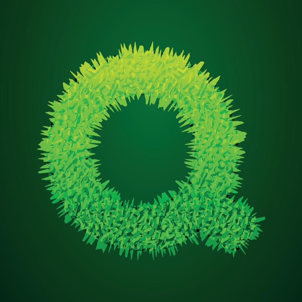 illustration 3d herbeuse de la lettre q vecteur