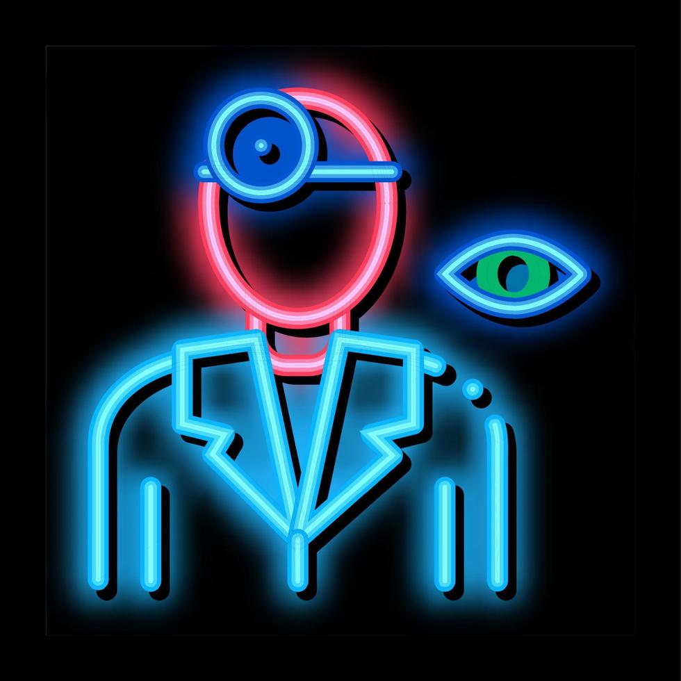 oculiste médecin silhouette néon lueur icône illustration vecteur