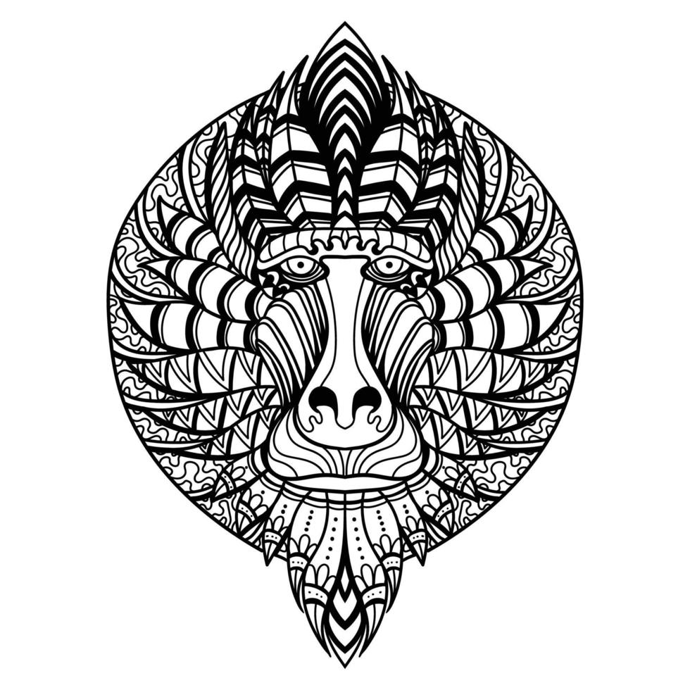 tête de mandrill mandala illustration vectorielle vecteur