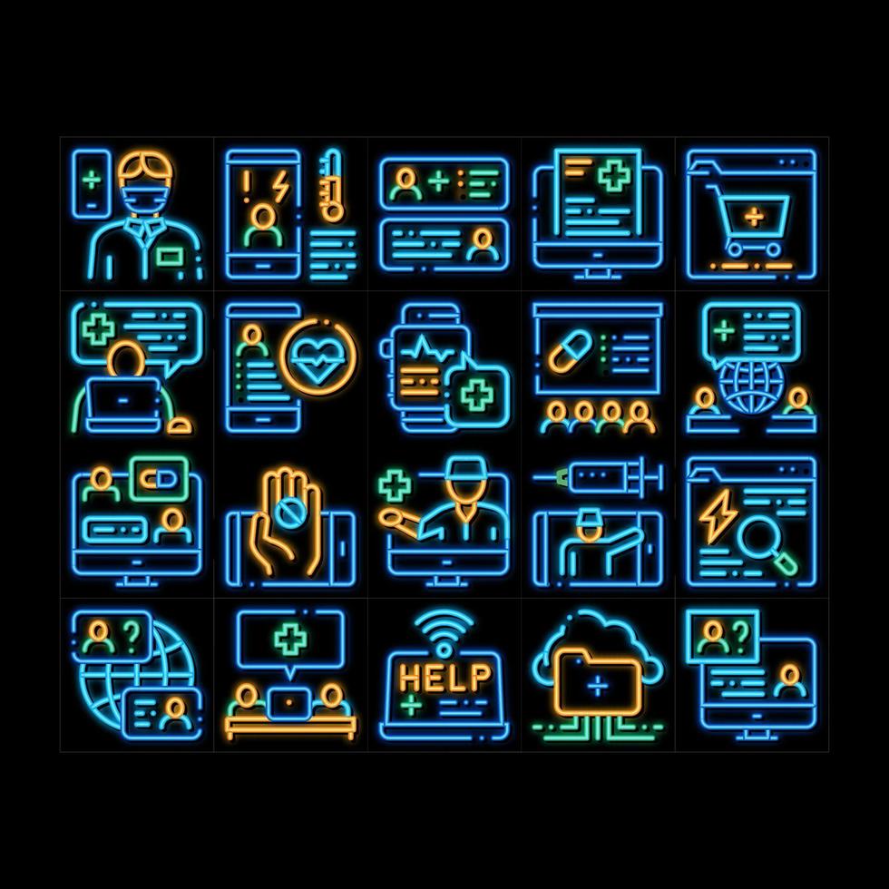 illustration de l'icône de lueur au néon de conseils de médecin en ligne vecteur