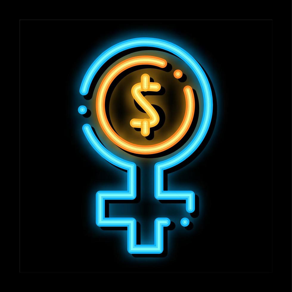 Femme dollar mark néon lueur icône illustration vecteur