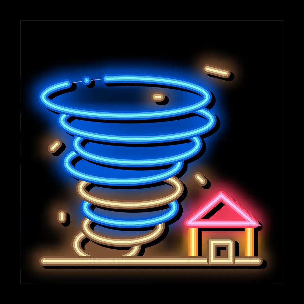 tornade maison néon lueur icône illustration vecteur