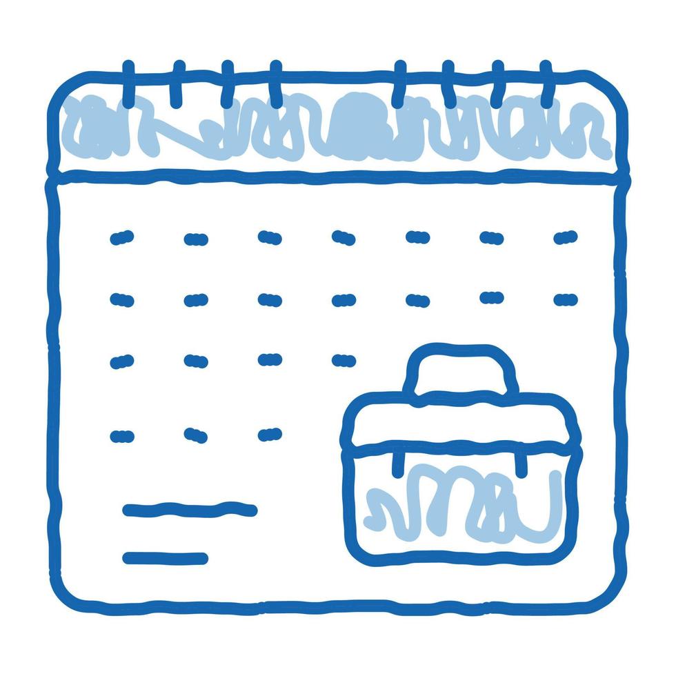 calendrier de travail à distance doodle icône illustration dessinée à la main vecteur