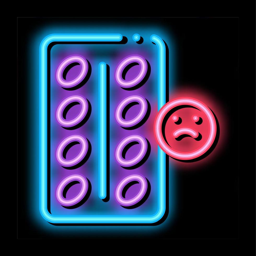 illustration de l'icône de la lueur au néon des pilules antistress vecteur