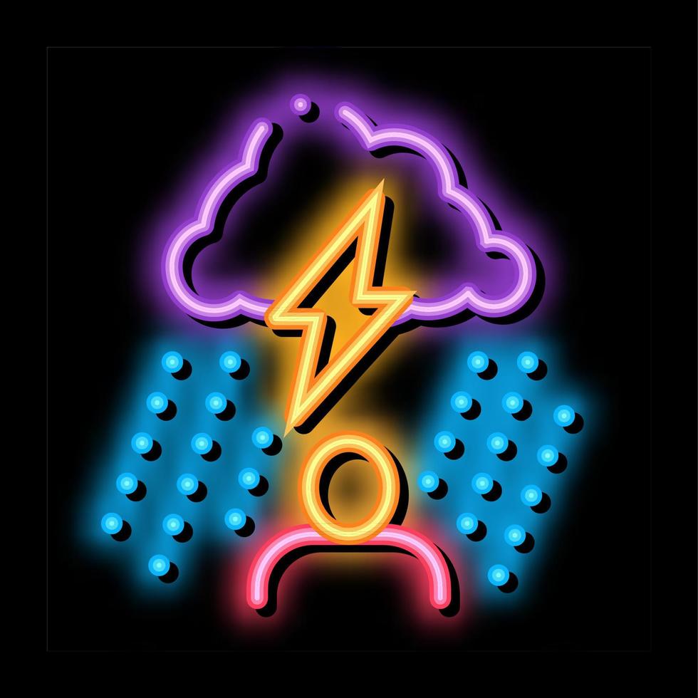 nuage pluvieux homme néon lueur icône illustration vecteur