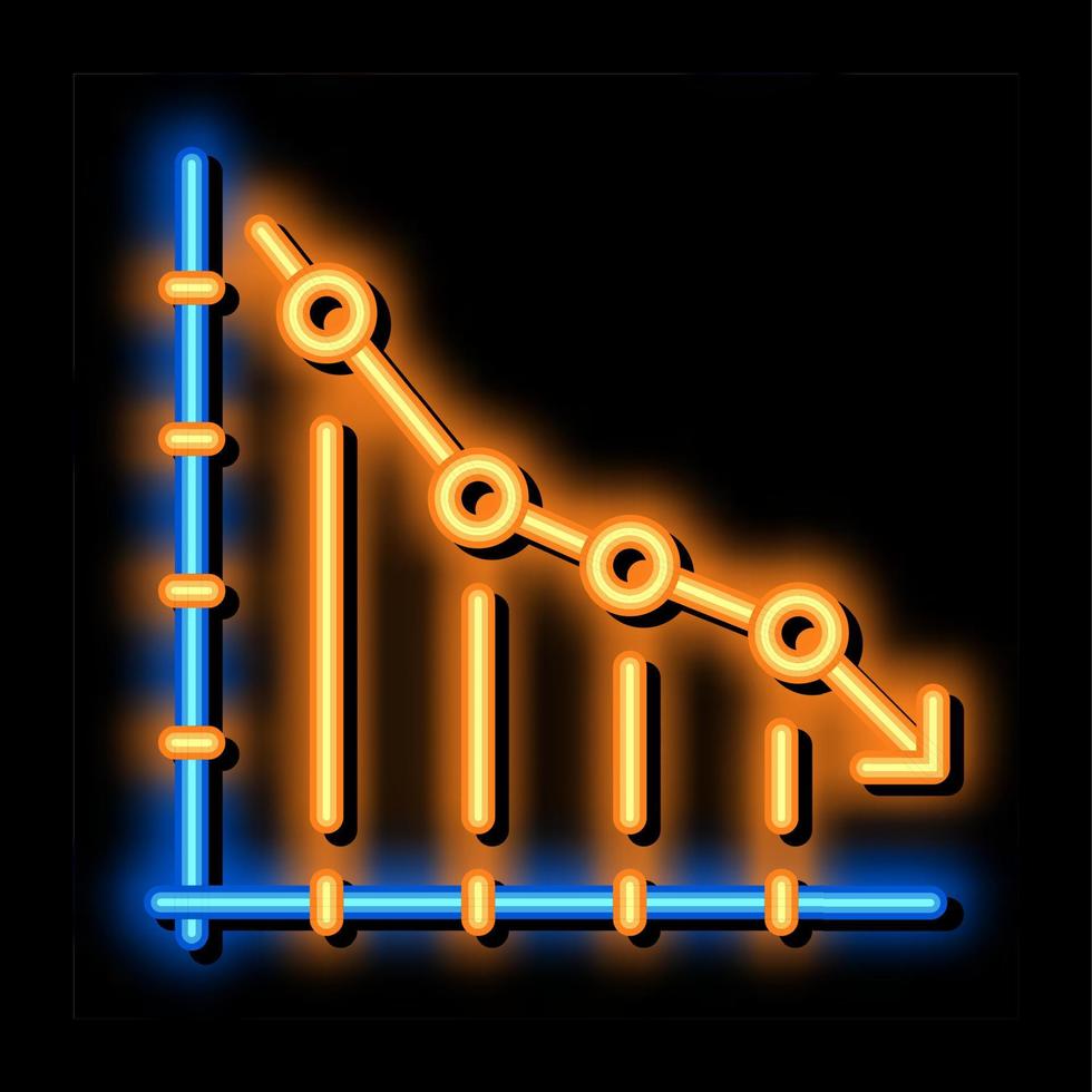 illustration d'icône de lueur au néon graphique en baisse vecteur
