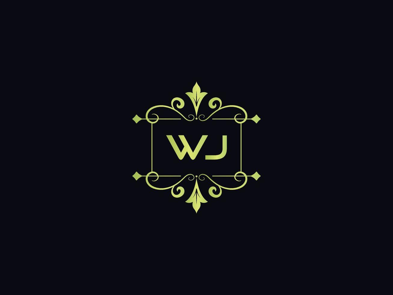 icône de logo de typographie wj, logo de lettre colorée de luxe wj unique vecteur