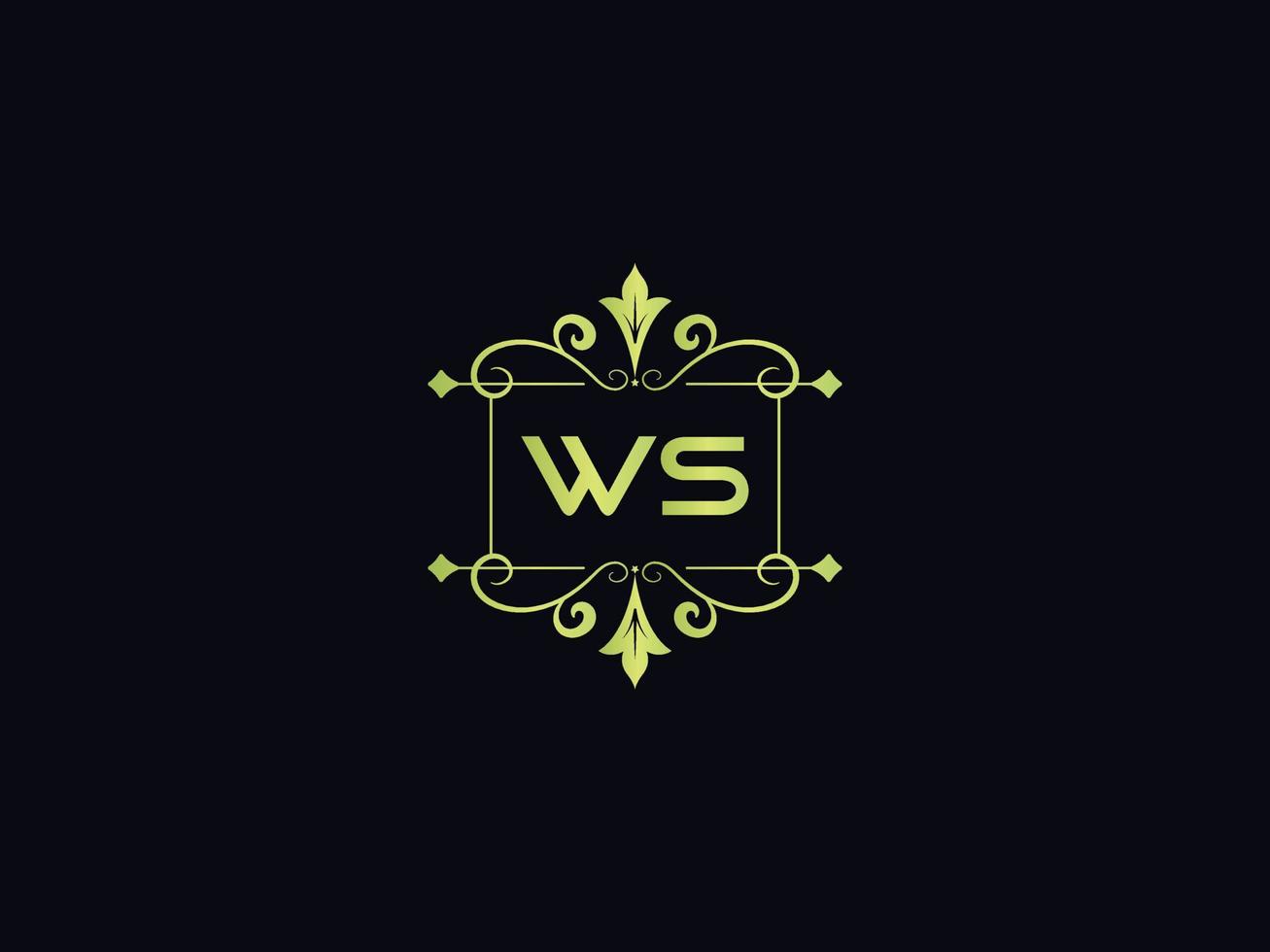 icône de logo de typographie ws, logo de lettre colorée de luxe ws unique vecteur