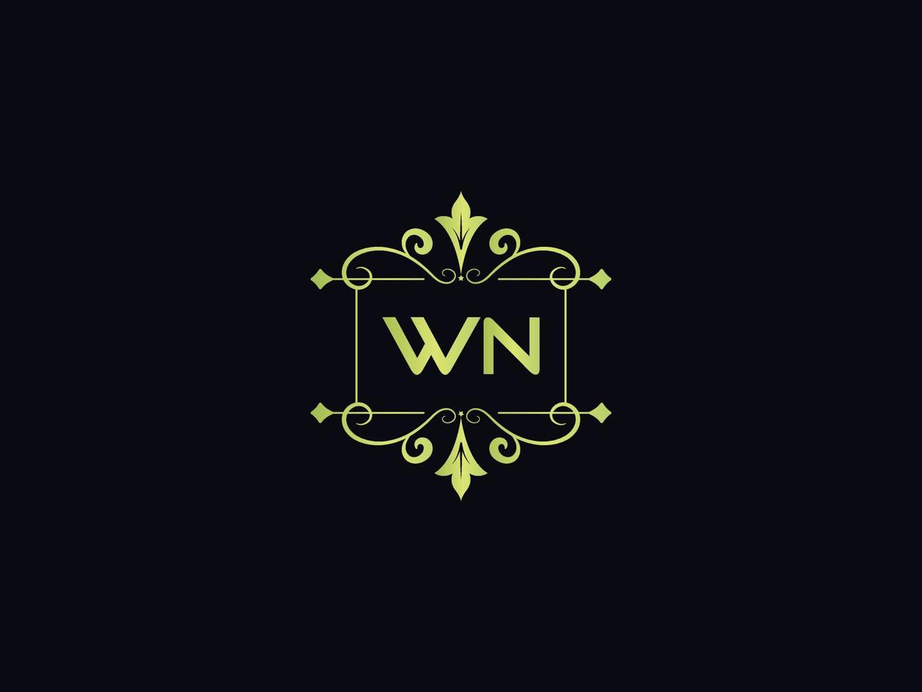 icône de logo typographie wn, logo de lettre colorée de luxe wn unique vecteur