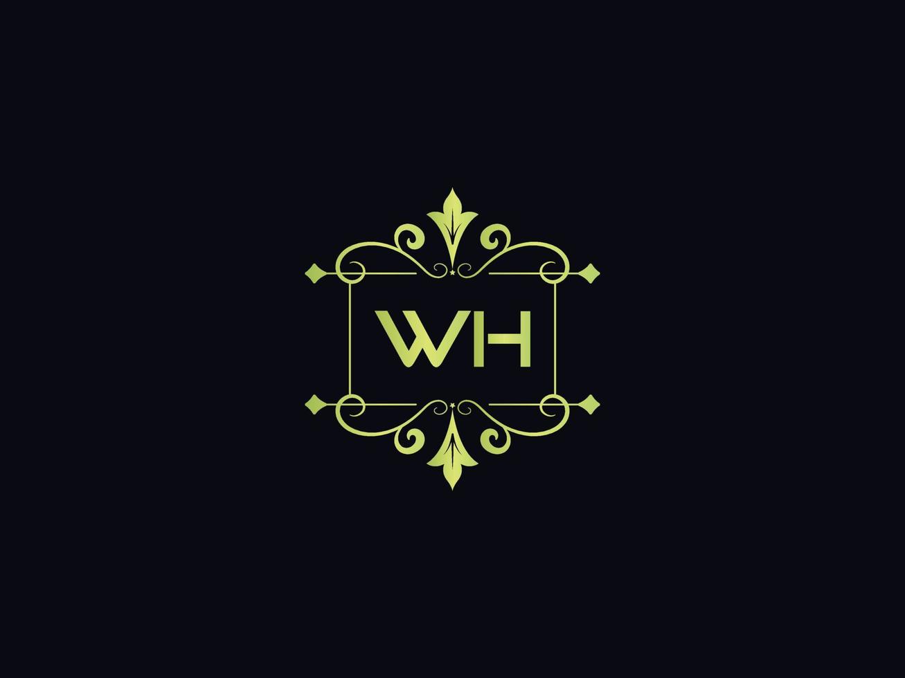 icône de logo de typographie wh, logo unique de lettre colorée de luxe wh vecteur