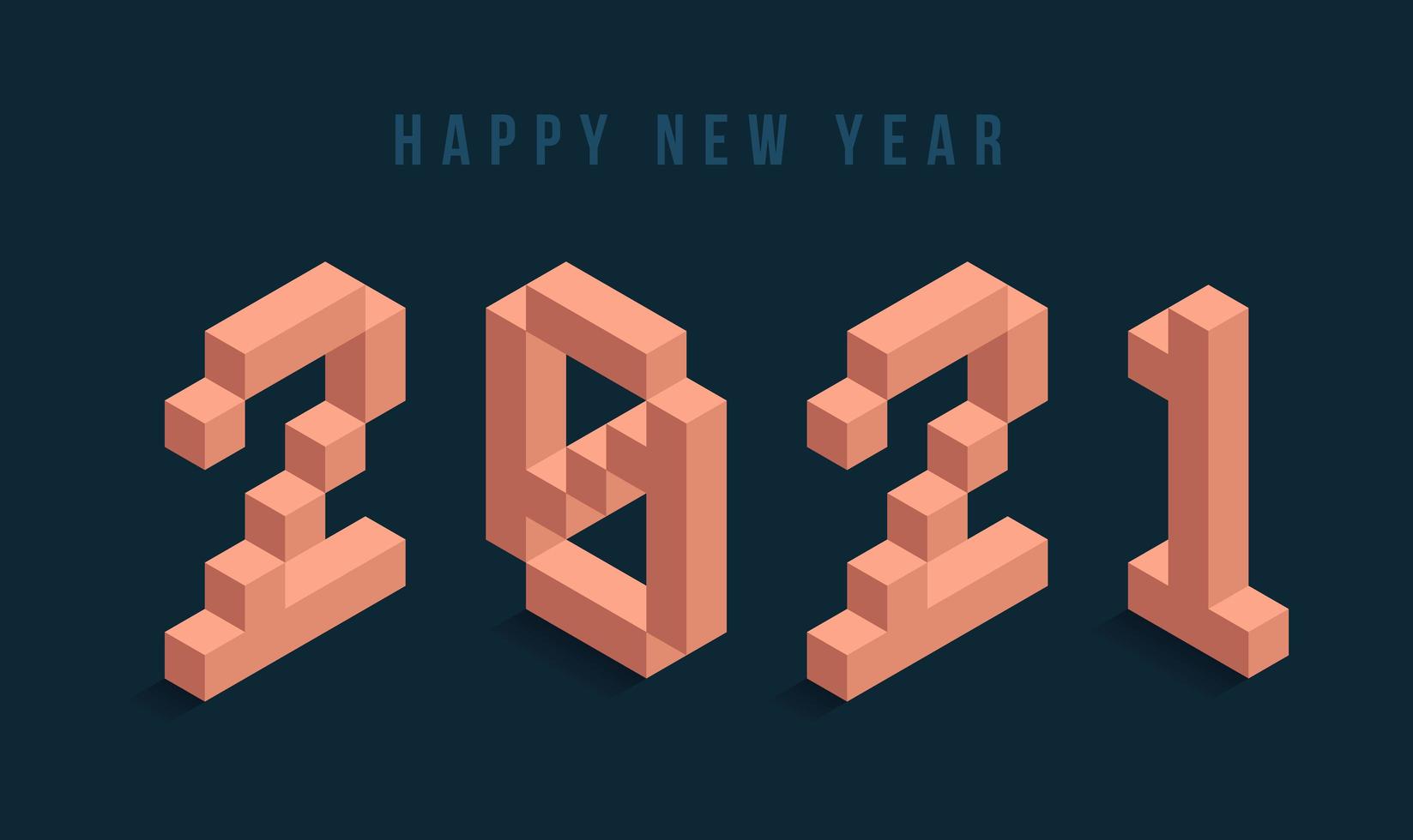 Typographie isométrique de bonne année 2021 vecteur