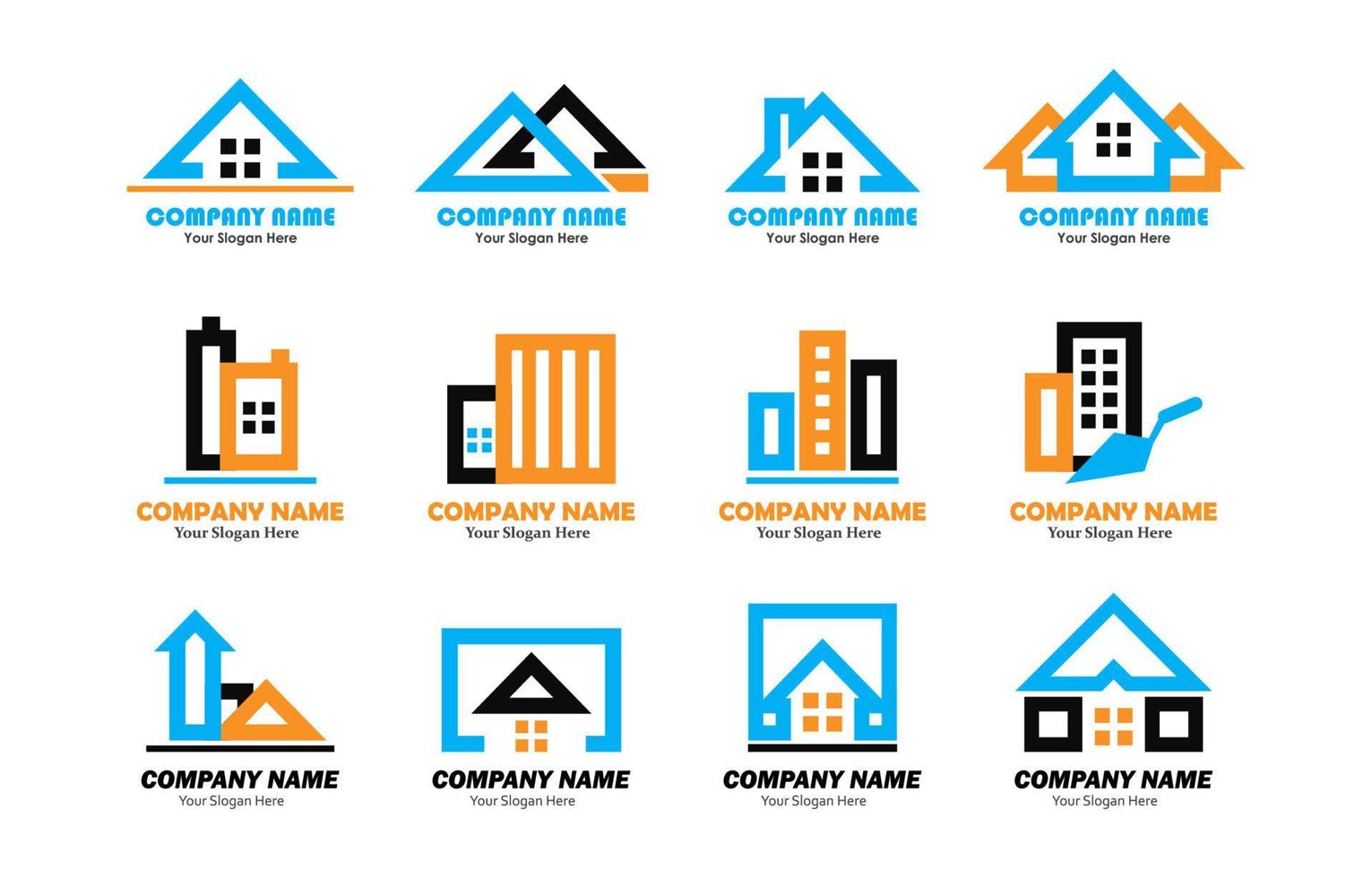 collection de logos d'entreprise de construction vecteur