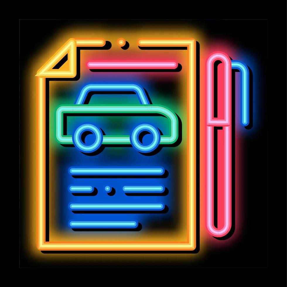 accord d'achat de voiture illustration d'icône de lueur au néon vecteur