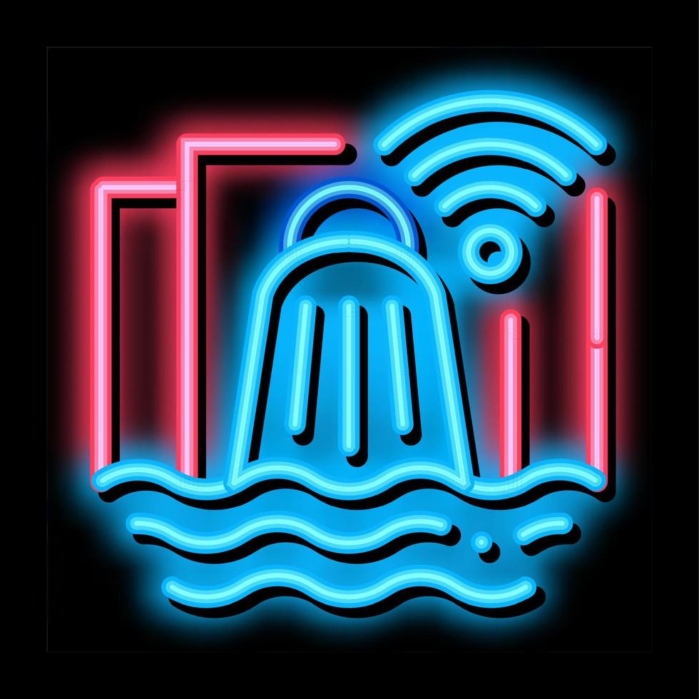 illustration de l'icône de lueur au néon de la centrale hydroélectrique intelligente vecteur