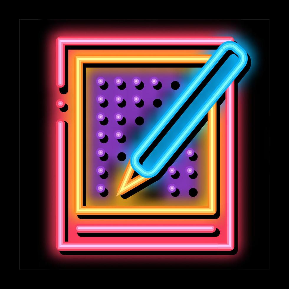 illustration d'icône de lueur de néon de feuille de loterie vecteur