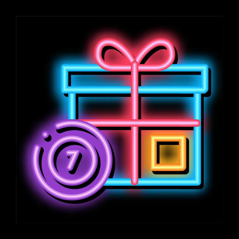 boîte cadeau avec illustration d'icône de lueur au néon de jetons vecteur