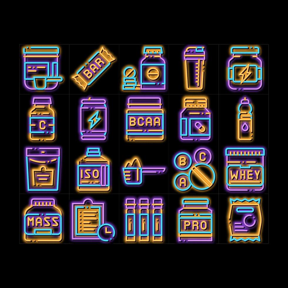 illustration d'icône de lueur de néon de vecteur de cellules de nutrition sportive