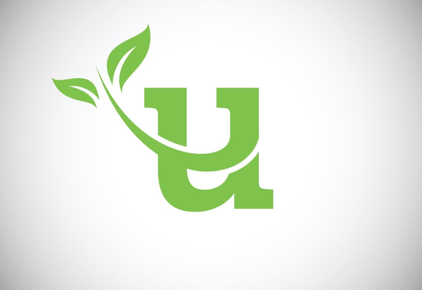 lettre initiale u et logo de la feuille. concept de logo écologique. logo vectoriel moderne pour l'entreprise écologique et l'identité de l'entreprise