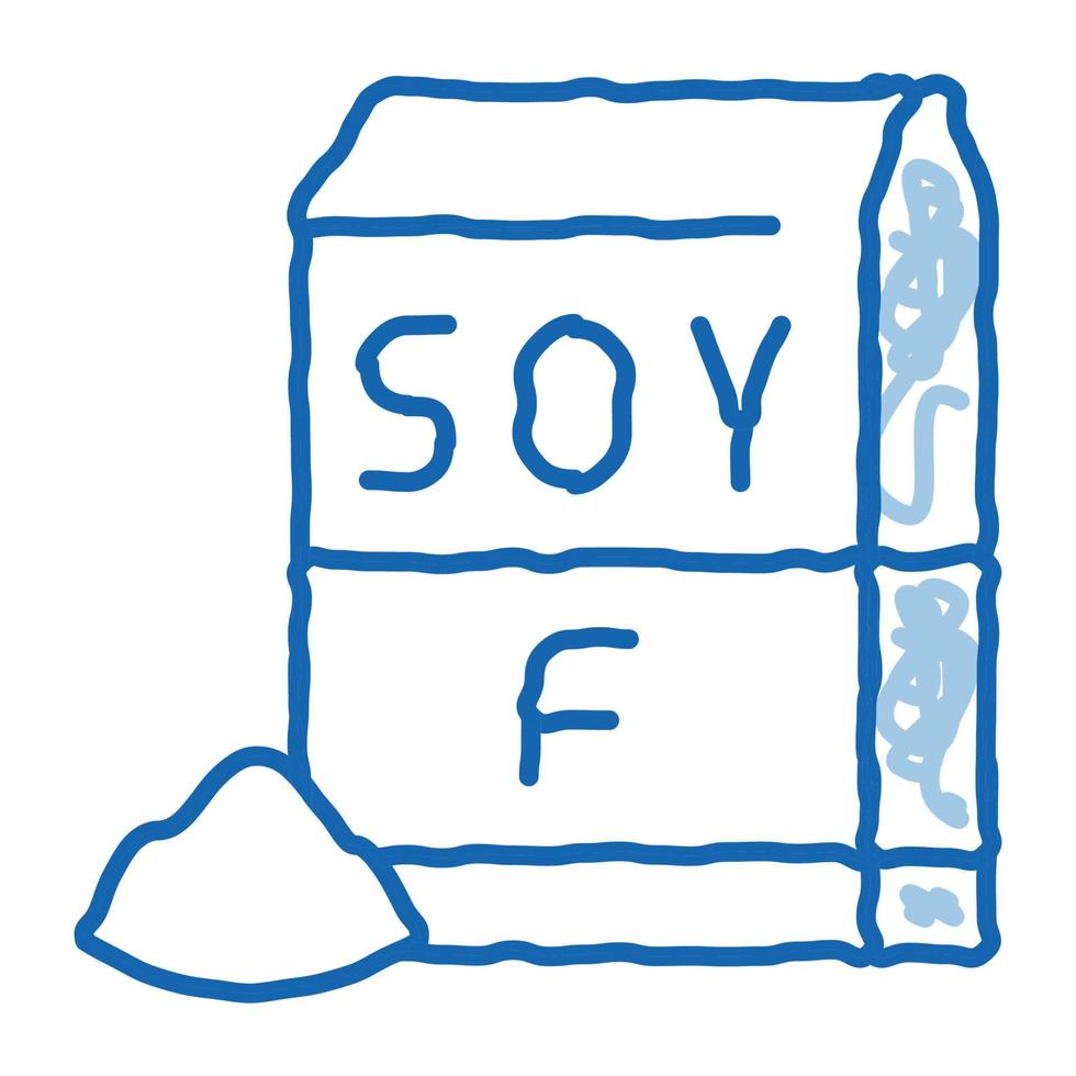 paquet de farine de soja doodle icône illustration dessinée à la main vecteur