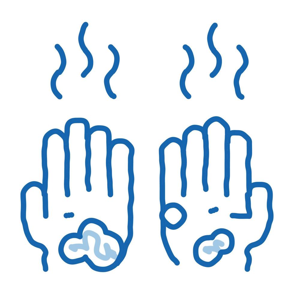 mains sales et malodorantes doodle icône illustration dessinée à la main vecteur