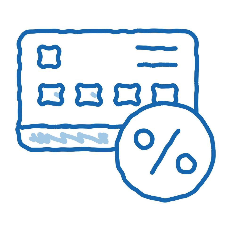 carte de pourcentage de crédit doodle icône illustration dessinée à la main vecteur