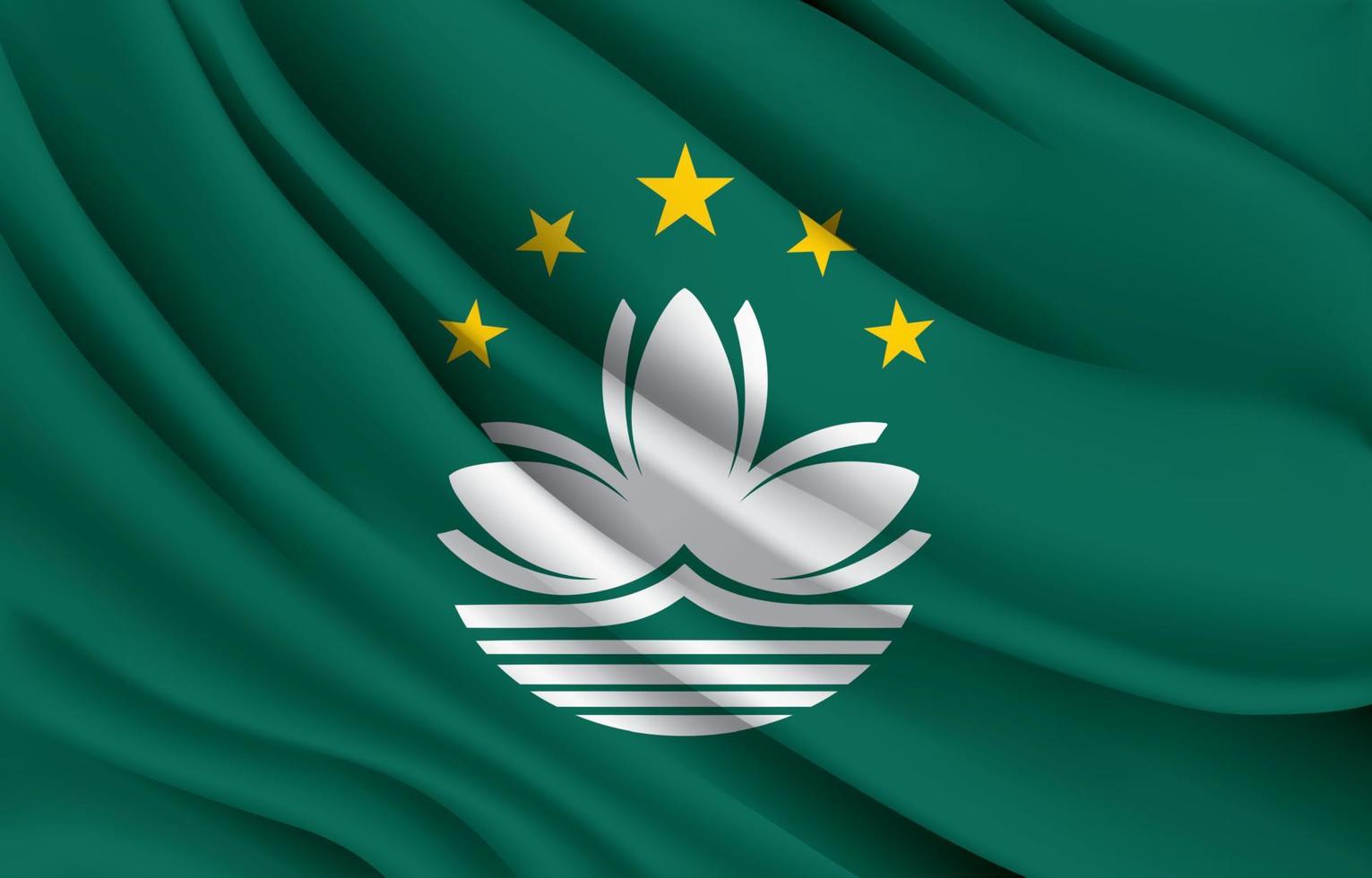 drapeau national de macao agitant une illustration vectorielle réaliste vecteur