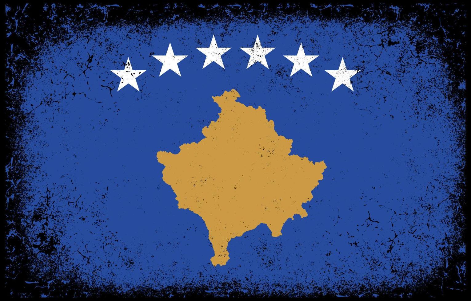 vieux, sale, grunge, vendange, kosovo, drapeau national, illustration vecteur
