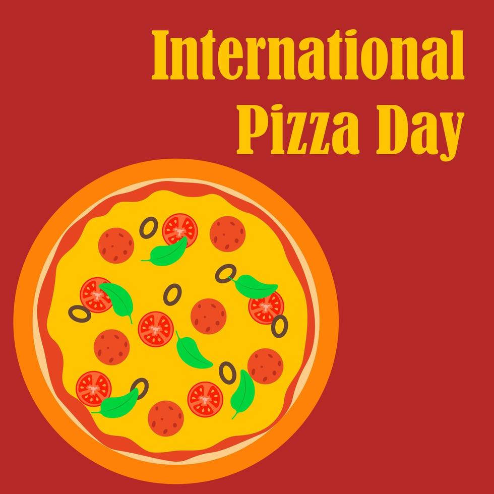 vecteur. affiche pour la journée internationale de la pizza. vecteur