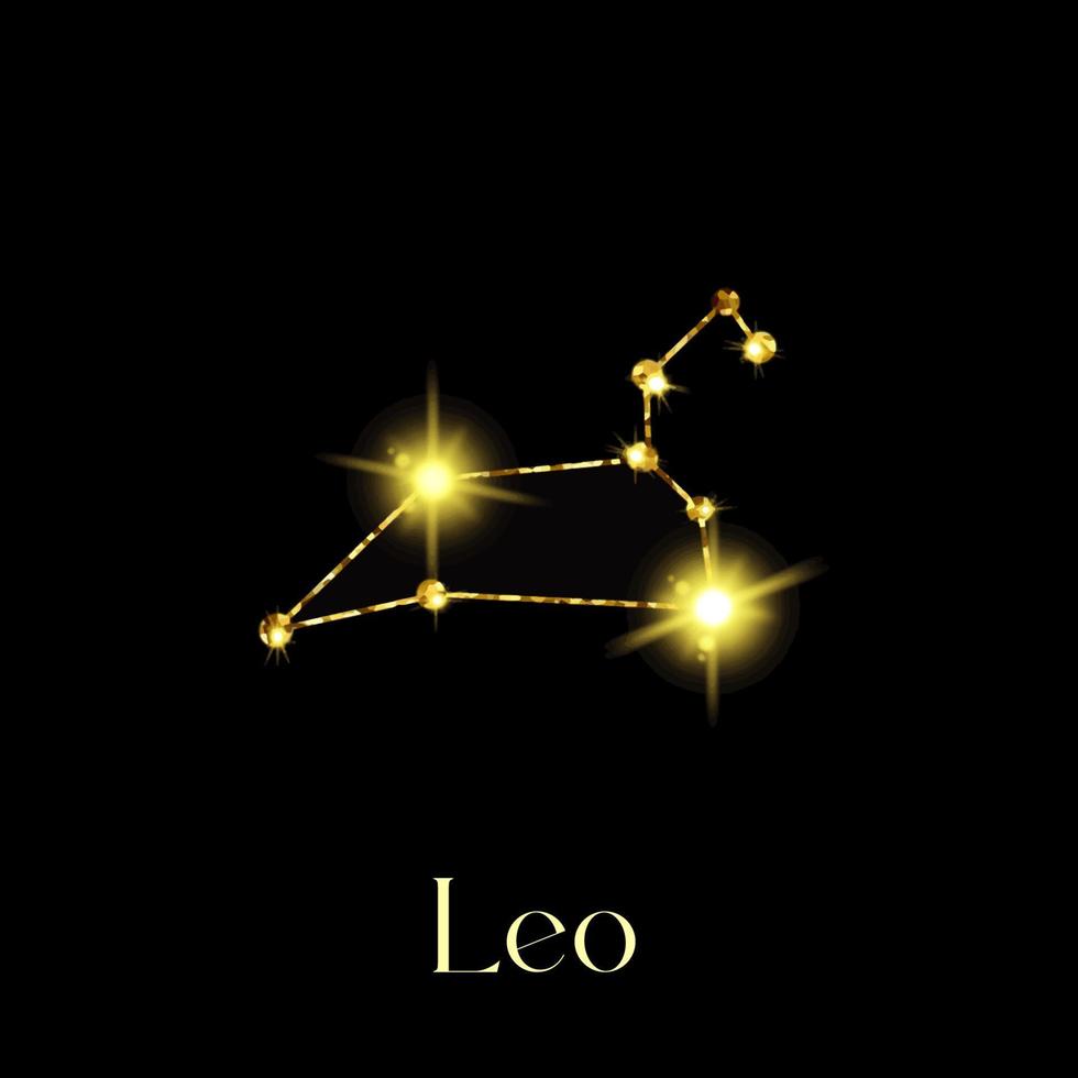 horoscope leo constellations du signe du zodiaque à partir d'une texture dorée sur fond noir vecteur