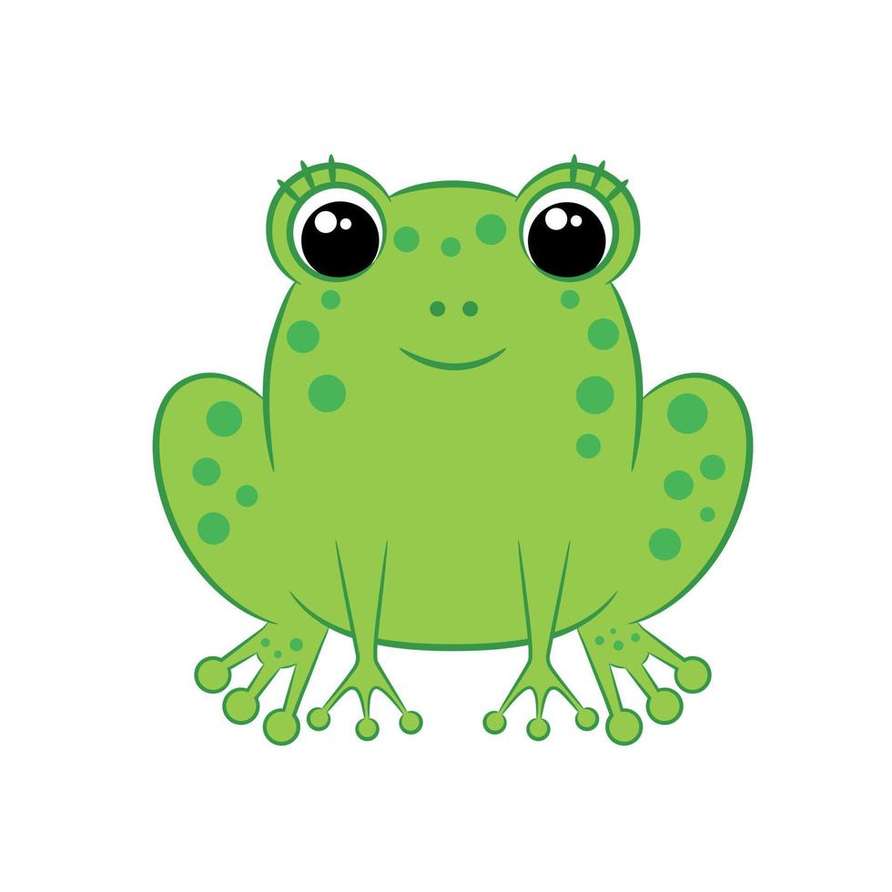 grenouille verte de dessin animé mignon isolée sur fond blanc. vecteur