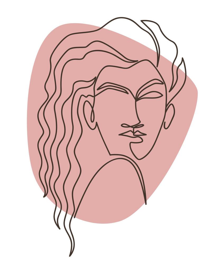 portrait de femme, dessin au trait minimaliste vecteur