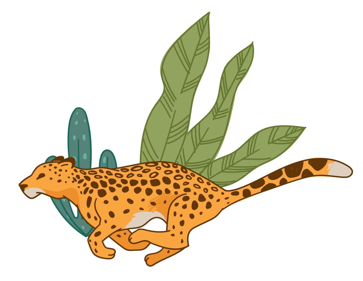 guépard ou léopard rapide courant le long des buissons vecteur