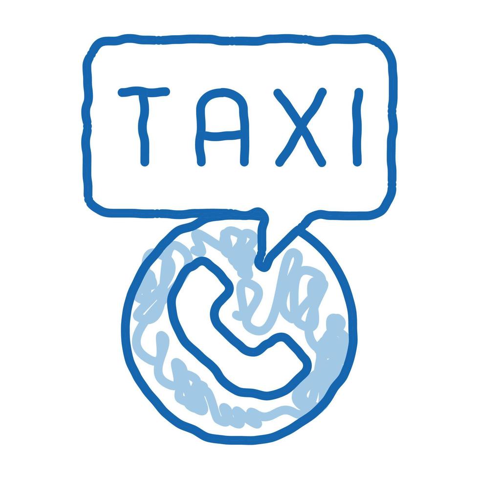 appel de taxi service téléphonique icône de doodle de taxi en ligne illustration dessinée à la main vecteur