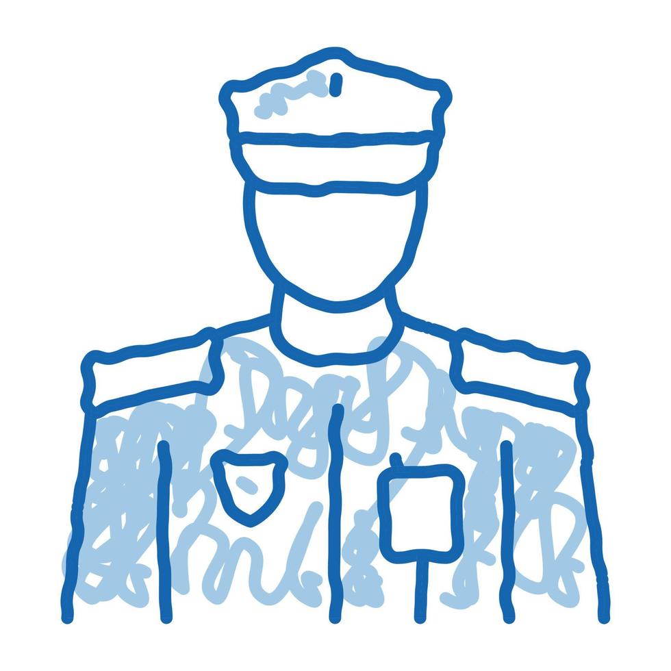 policier profession doodle icône illustration dessinée à la main vecteur