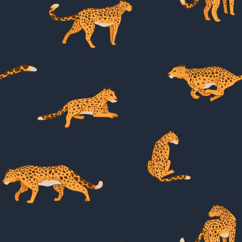 guépard ou léopard rapide courant ou chassant l'animal vecteur