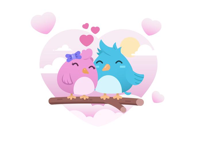 Deux oiseaux mignons dans l'amour vecteur